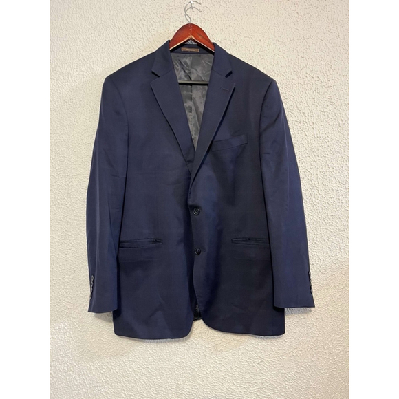 Peter Millar 100% Wool Navy Blue 2 Button Office Blazer Jacket Canada Made